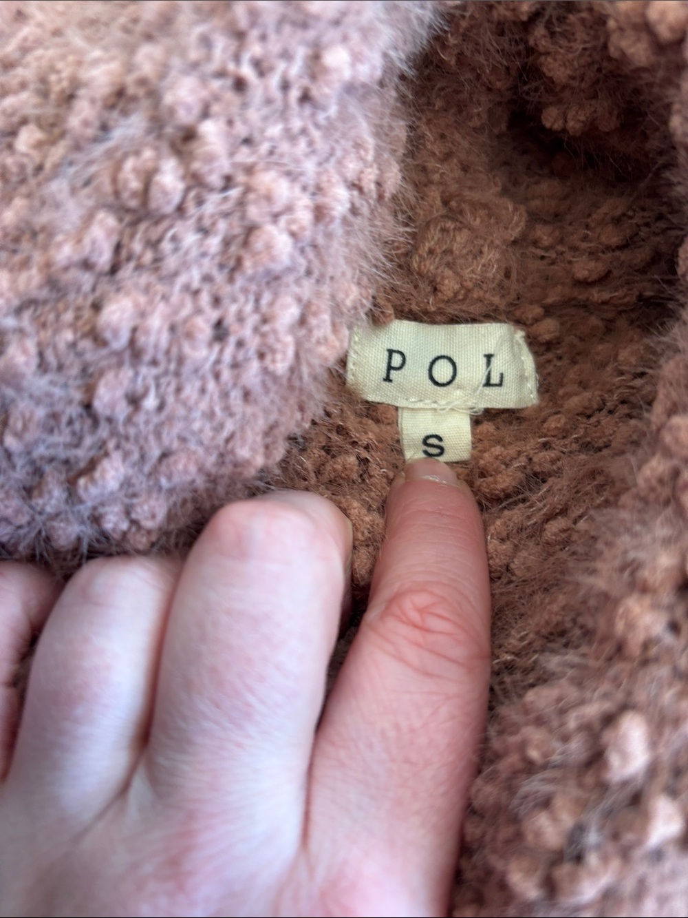 POL Clothing Oversized Boucle Knit Cowl Neck Sweater in Mauve / Dusty Rose - Picture 2 of 8